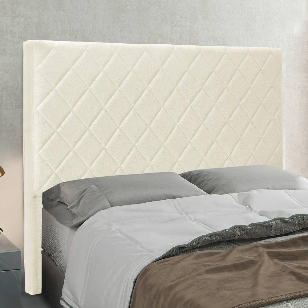 Cabeceira Casal King 1,95m Com Costura Bordada Em Tecido Linho Diamante – Lucadi Rústico Natural