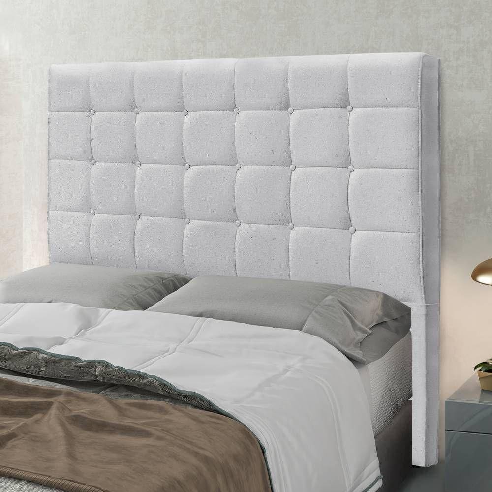 Cabeceira Casal King Estofada Com Costura Bordada Em Tecido Linho Sonhare Lucadi Rústico Grígio