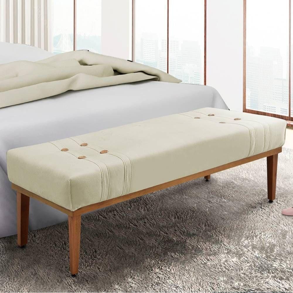 Recamier 1,60m Com Base De Madeira Maciça Em Tecido Veludo Gênova - Lucadi Bege