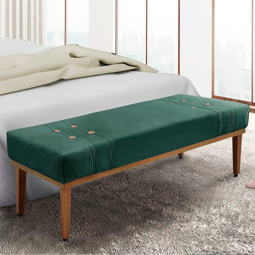 Recamier 1,60m Com Base De Madeira Maciça Em Tecido Veludo Gênova - Lucadi Verde