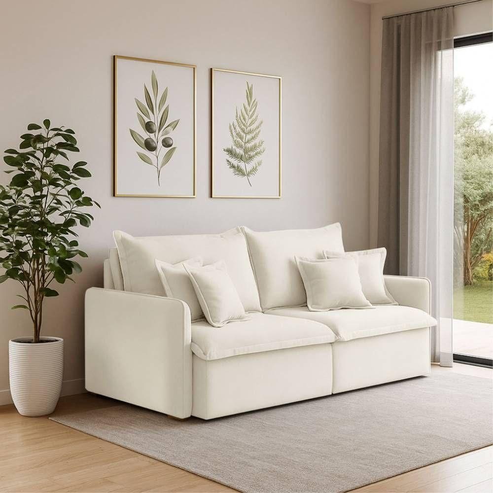 Sofá 4 Lugares 2,40m Retrátil E Reclinável Em Tecido Veludo – Malta Lucadi Bege