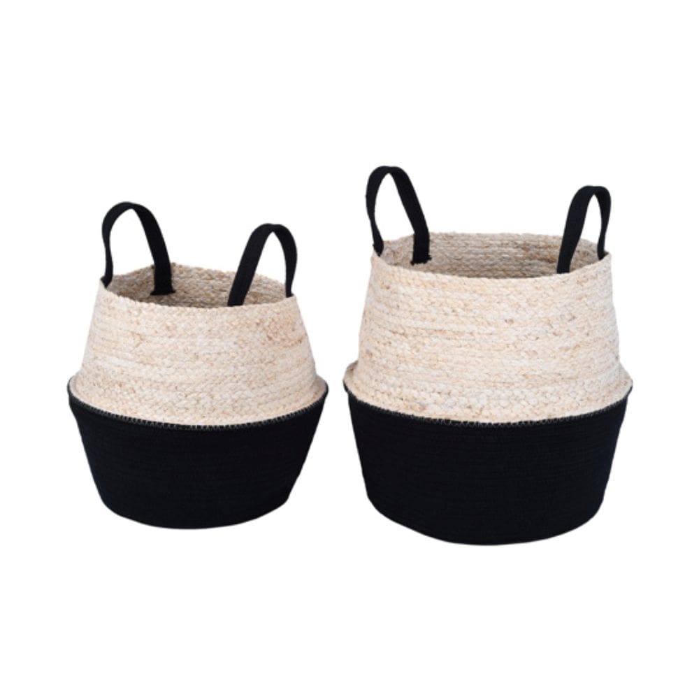 Kit Cestos Em Algodao E Fibra Natural Natural Preto