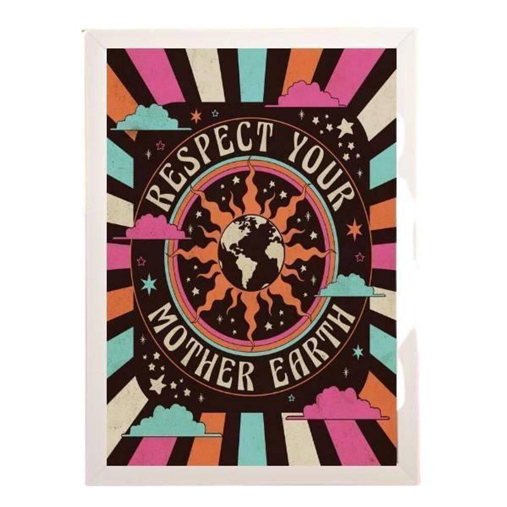 Quadro Respect Your Mother Earth 33X24Cm Com Vidro - Branca