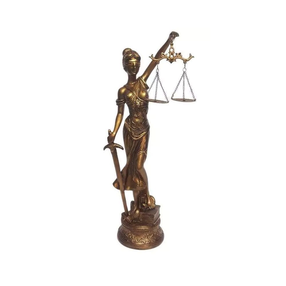 Dama Da Justica Em Resina Pintura Gold 52,5Cm