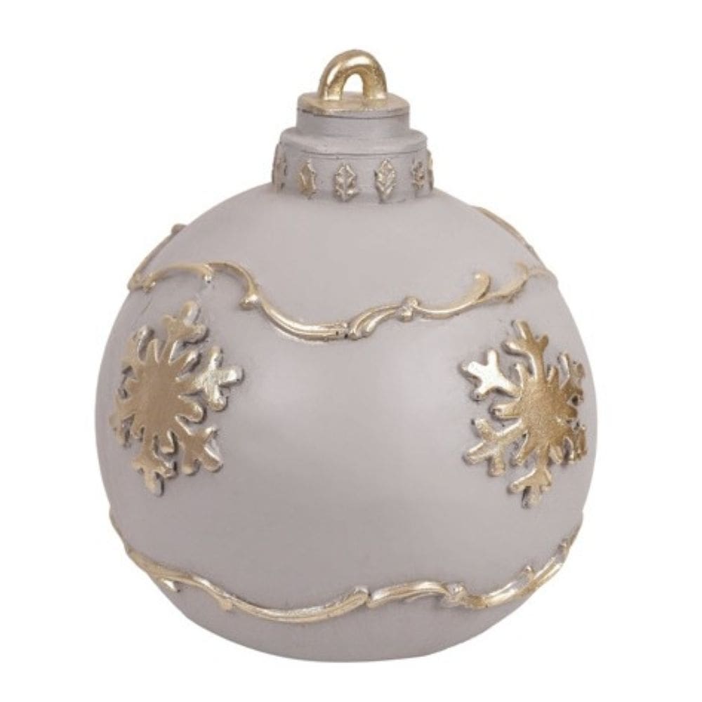 Bola Natalina Resina De Mesa 17Cm Cinza Dourado