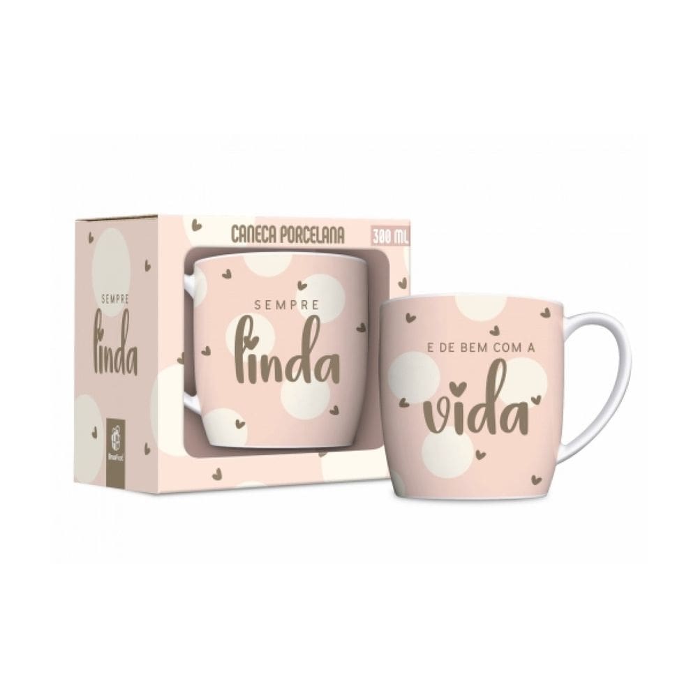 Caneca de Porcelana - 300ml - Sempre Linda - Brasfoot
