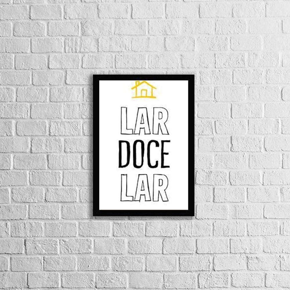 Quadro Lar Doce Lar Preto E Amarelo 24X18Cm