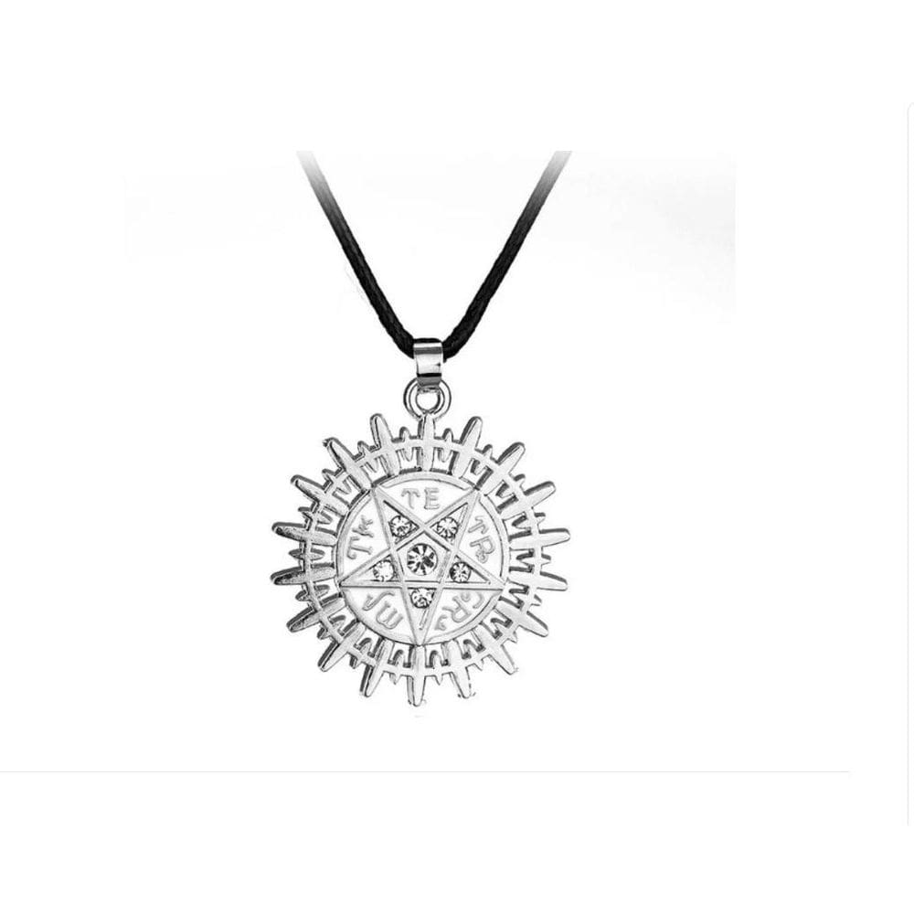 Pingente Pentagrama Estrela 5 Pontas E Cordão De Couro Colar