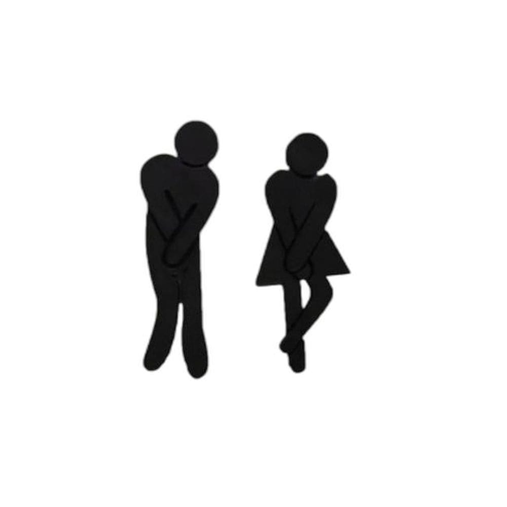 Placa Banheiro Divertida Xixi Masculino E Feminino Preto