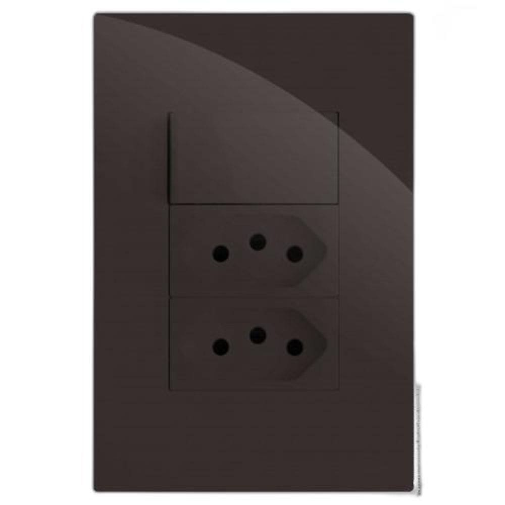 Kit Interruptor +Tomada Dupla 10A 4X2 Brg11364-6Ch