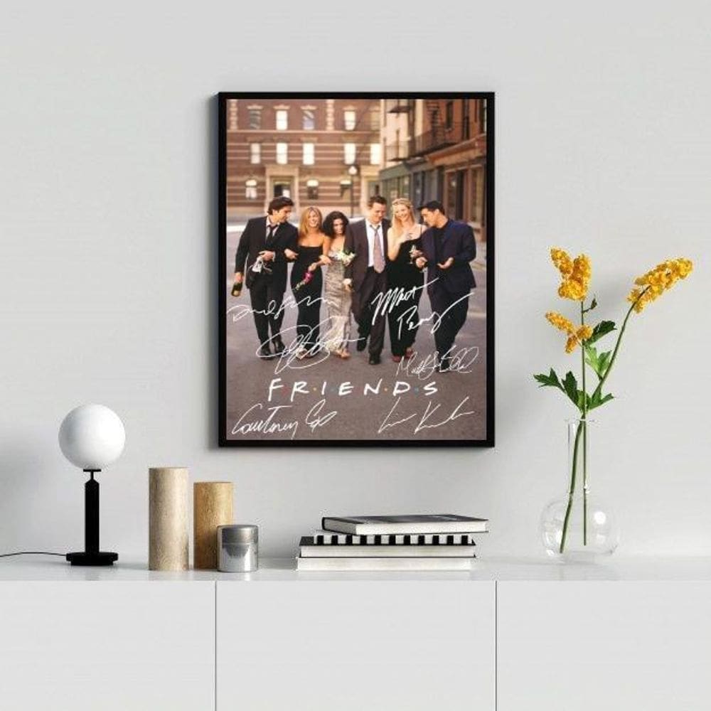 Quadro Decorativo Friends Atores 24x18cm Moldura Branca