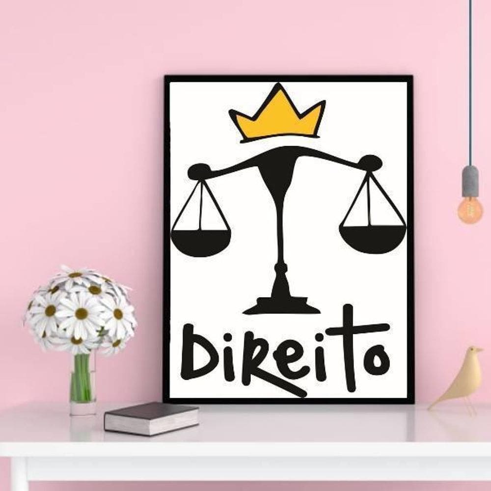 Quadro Decorativo Formatura Direito 24X18 Com Vidro - Preta