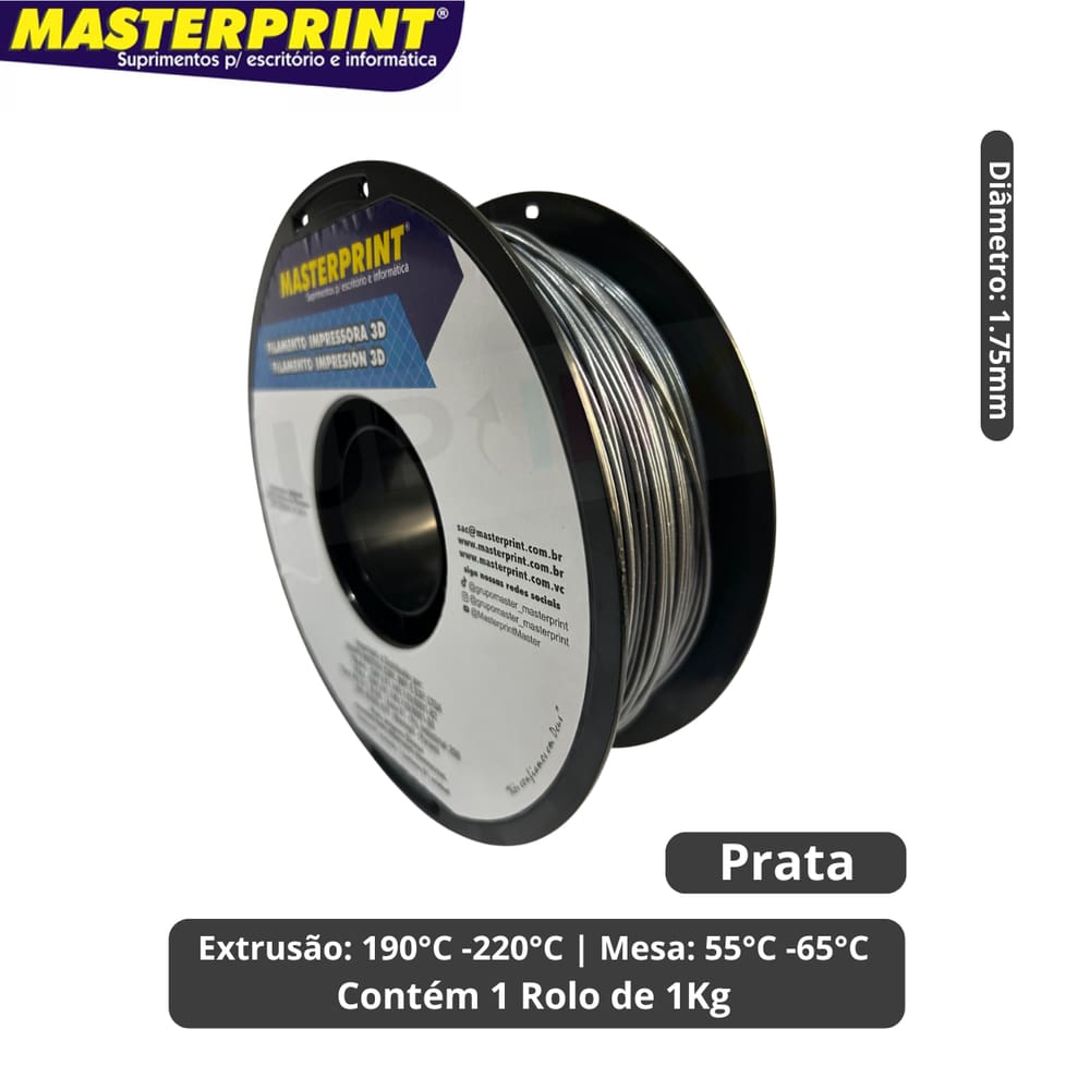 Filamento 3D - PLA Prata - Rolo 1KG (1.75mm)