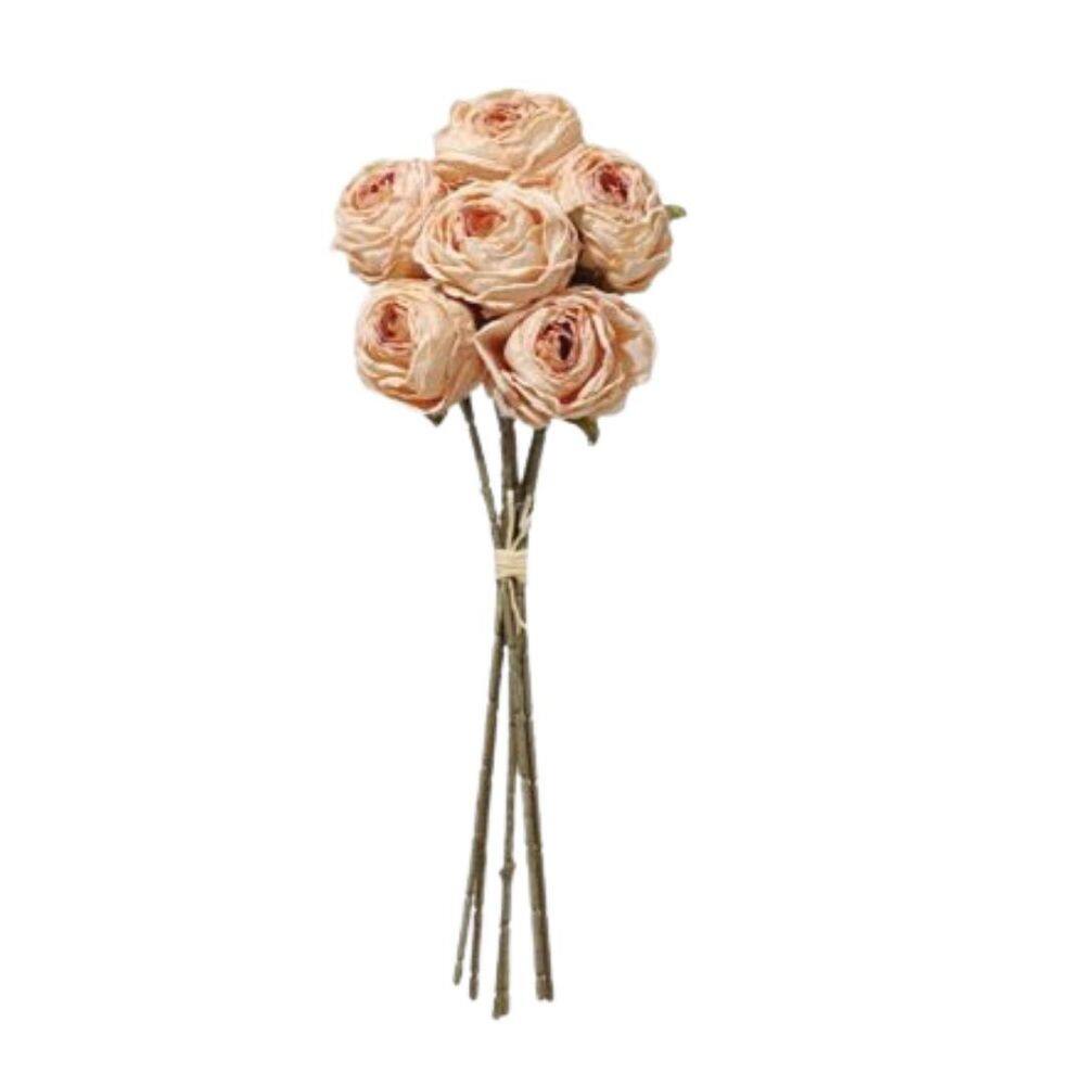 Ramalhete Rosa Claro Com 6 Mini Rosas Plástico 30 Cm