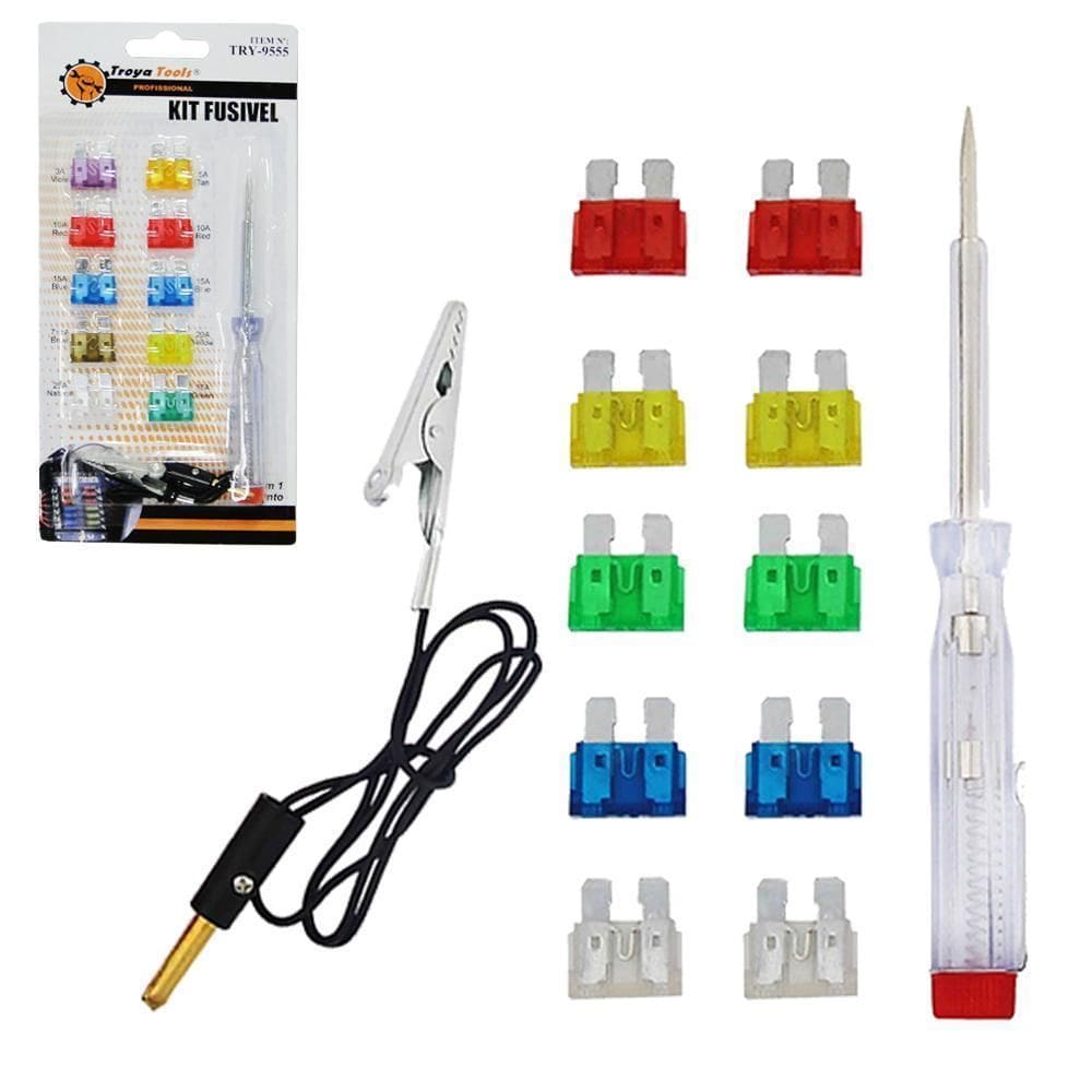 Chave Para Teste Automotivo Com 10 Fusiveis Lamina Medio