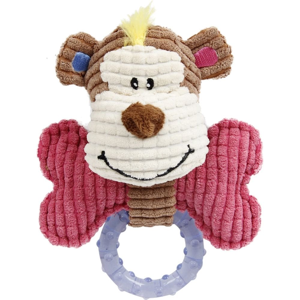 Juguete para Mascotas Pet Life `Paci-Peluche` de Goma y Peluche con Chirrido para Dentición