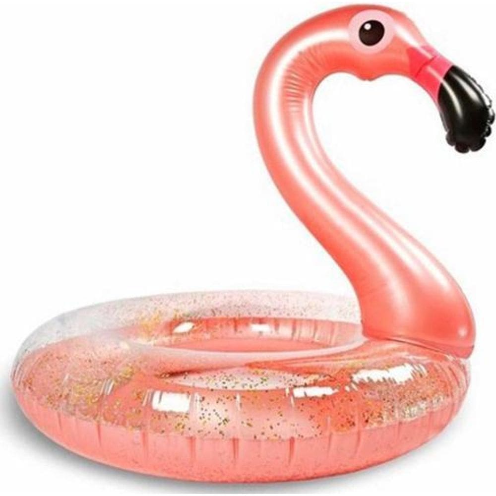 Boia Flamingo Rose Com Glitter Grande Piscina Inflável 90Cm