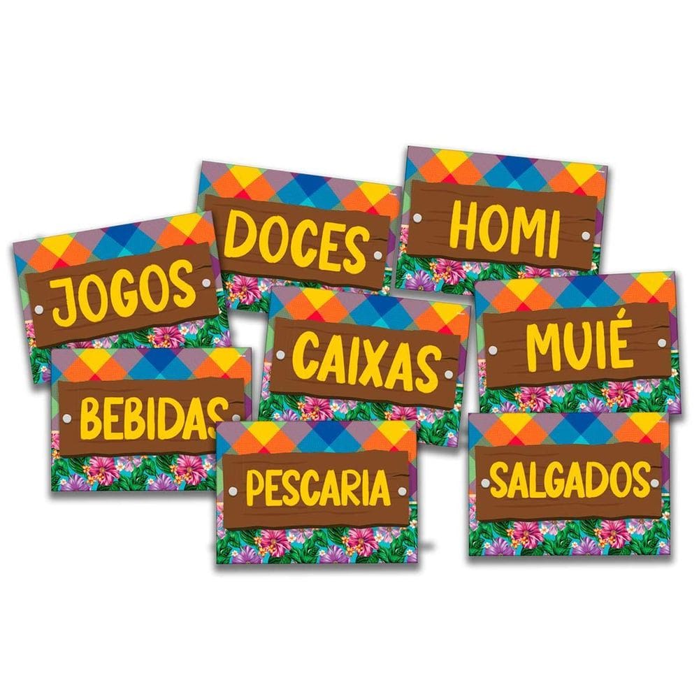 Kit Placas Informativas Para Festa Junina Tradicional 8Un