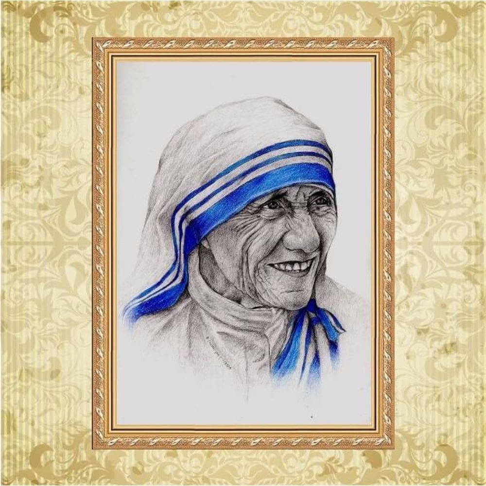 Quadro Moldura Dourada Madre Teresa De Calcutá 45X34Cm