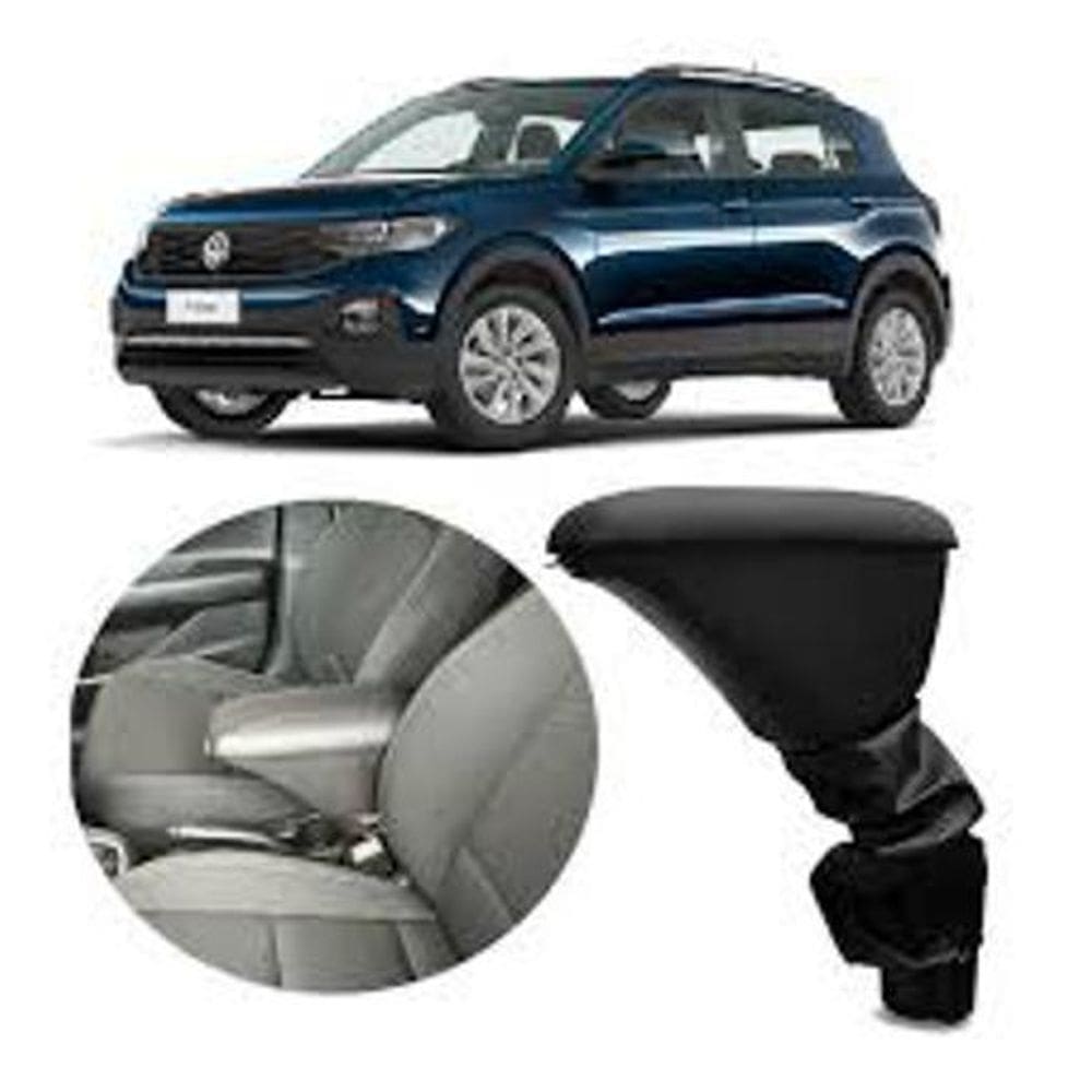 Apoio de braço Tiggo 2 sintético grafite com costura laranja