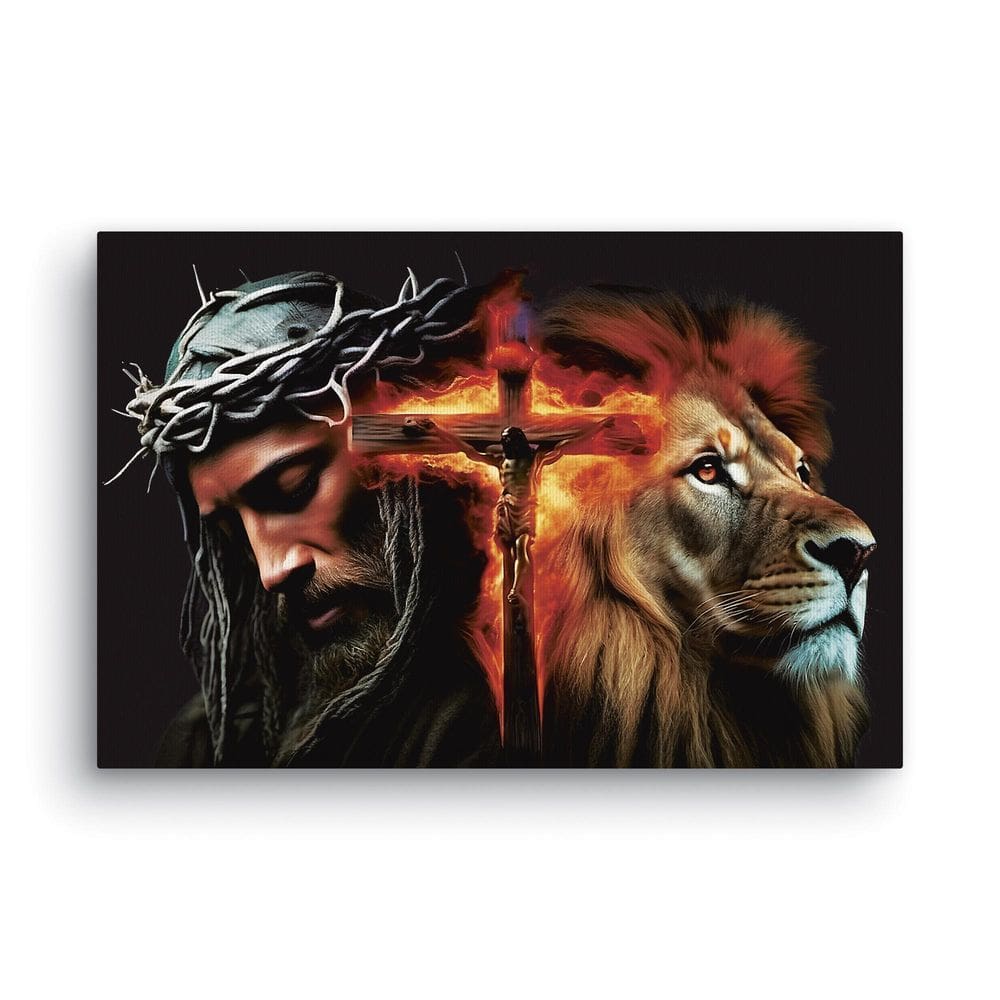 Quadro Decorativo Canvas Jesus Cristo E Leão De Judá 90X60Cm