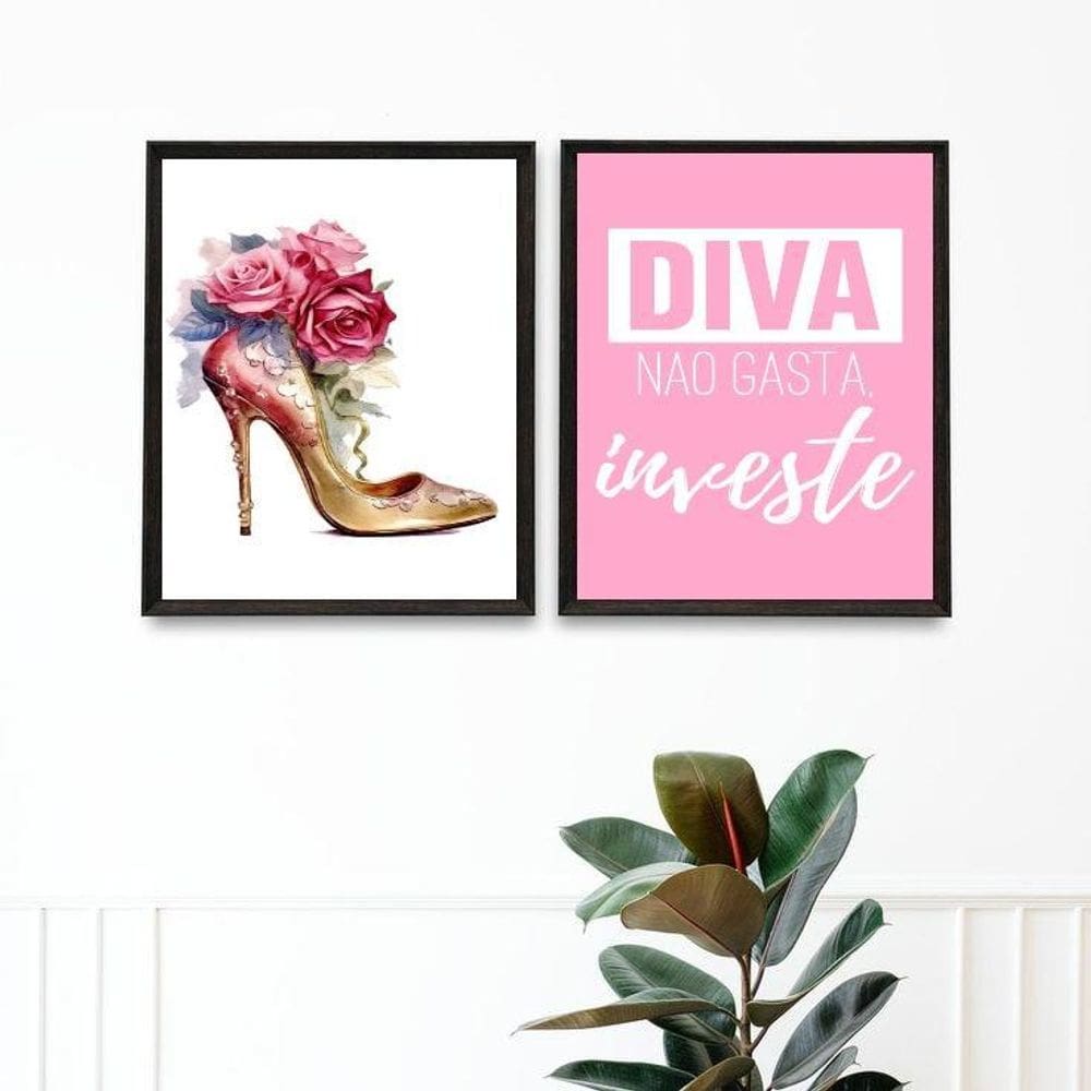 Kit 2 Quadros Sapato Feminino - Diva 33X24Cm