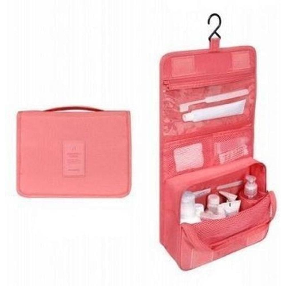 Necessaire Em Nylon Organizadora Higiene Viagem Cor:Rosa