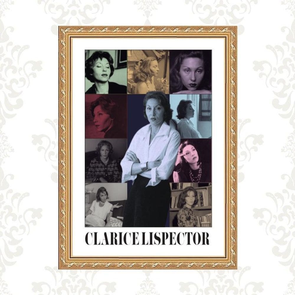 Quadro Moldura Dourada Clarisse Lispector 45X34Cm