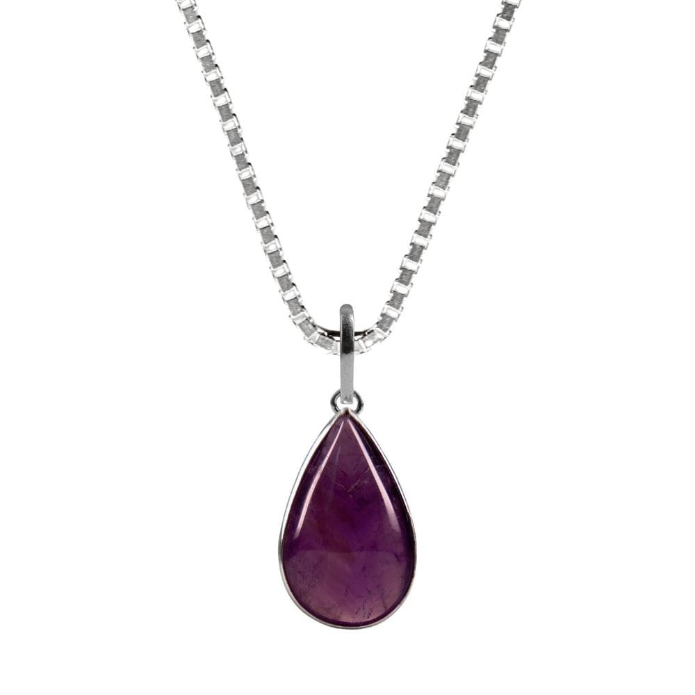 Colar 60Cm Prata 925 Ametista Gota Semi Lapidada Verdadeira