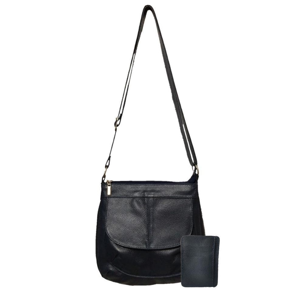 Kit Bolsa E Porta Cartões Topgrife Couro Azul Marinho