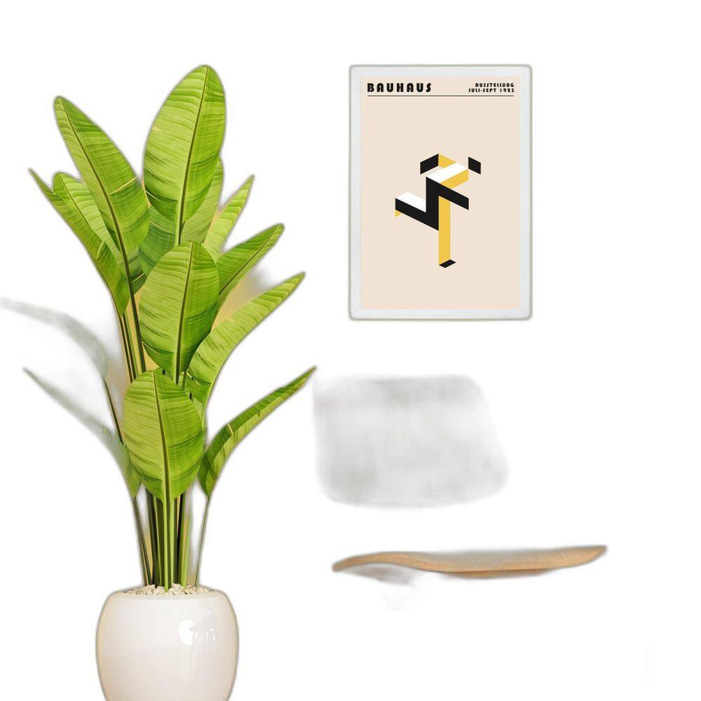 Quadro Bauhaus Amarelo E Preto - Running Man 33X24Cm