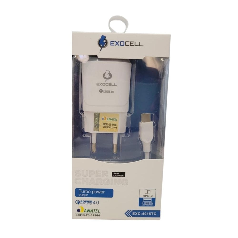 Carregador Celular Cabo Tipo C 4A V9 Turbo Power - Exocell