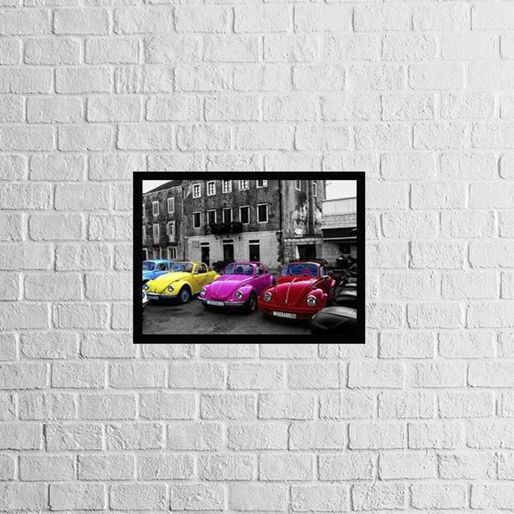 Quadro Fotografia Carros Coloridos 24X18Cm