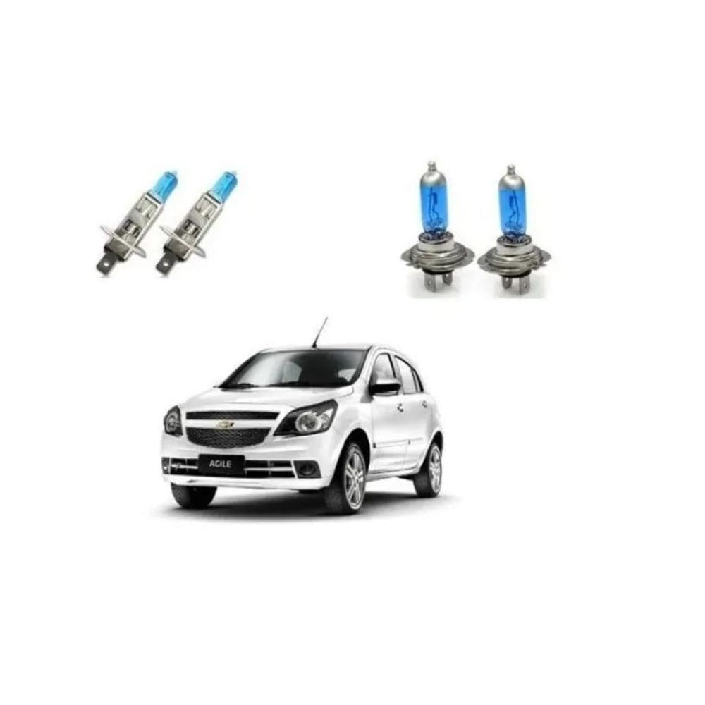 Par Lâmpadas Super Branca Agile Farol Alto Baixo H1 E H7