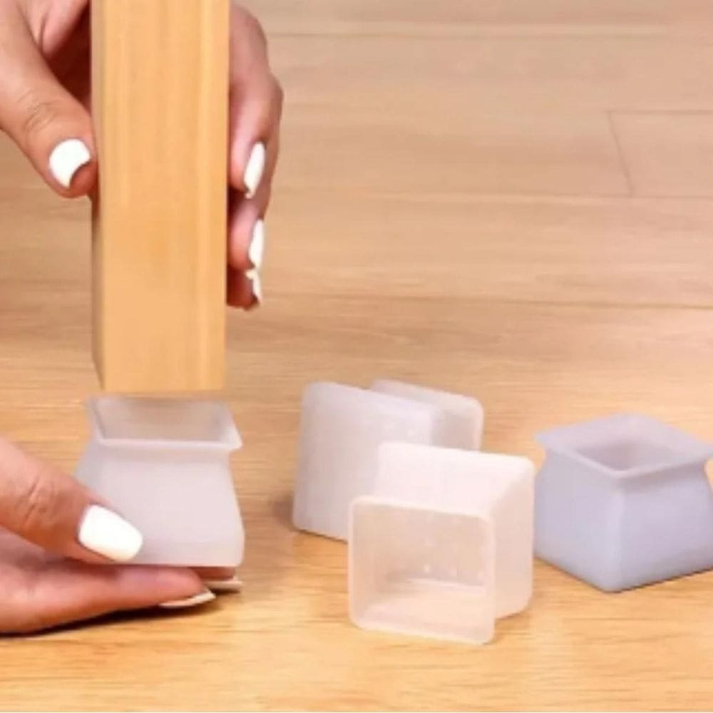 Kit 8 Pé Silicone Quadrado Cadeira Sofa Cama 3,5Cm A 4Cmss