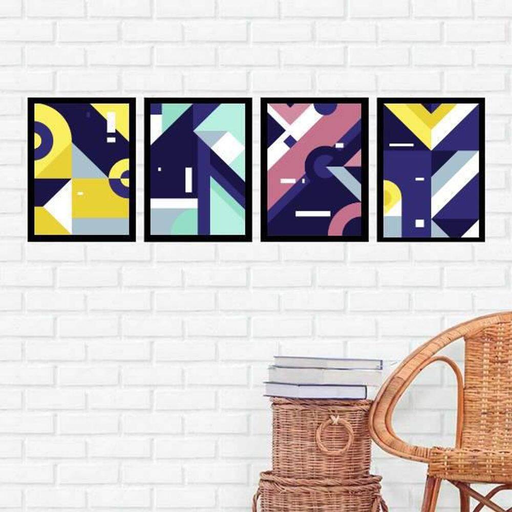 Kit 04 Quadros Decorativos Geométricos Harmonia