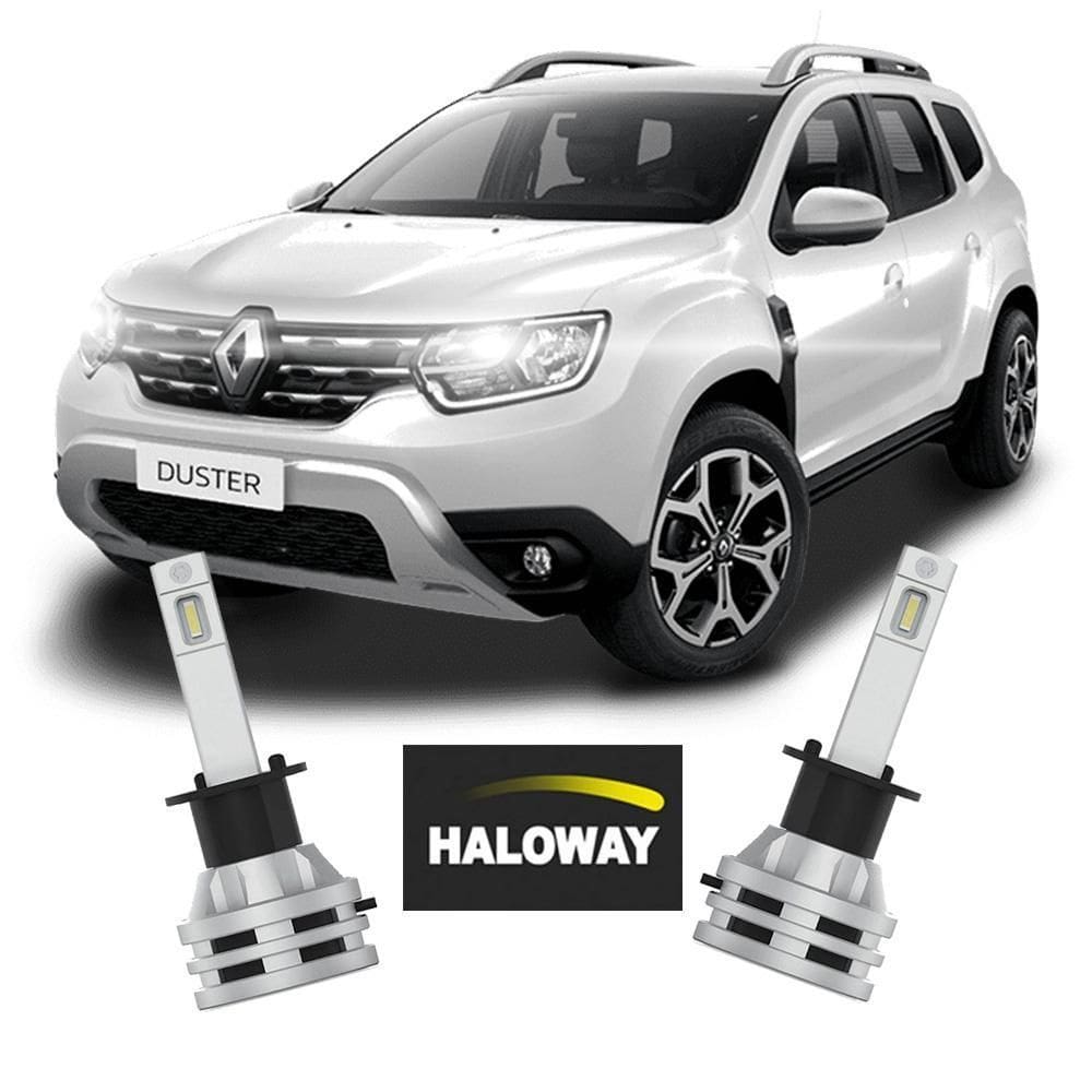 Par Lâmpada Led Farol Alto Duster 2012/2021 6500K Haloway