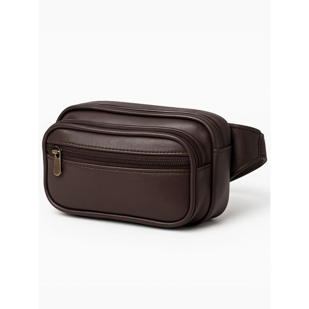 Pochete Masculina 3 Compartimentos Abc Bags 6110 - Marrom