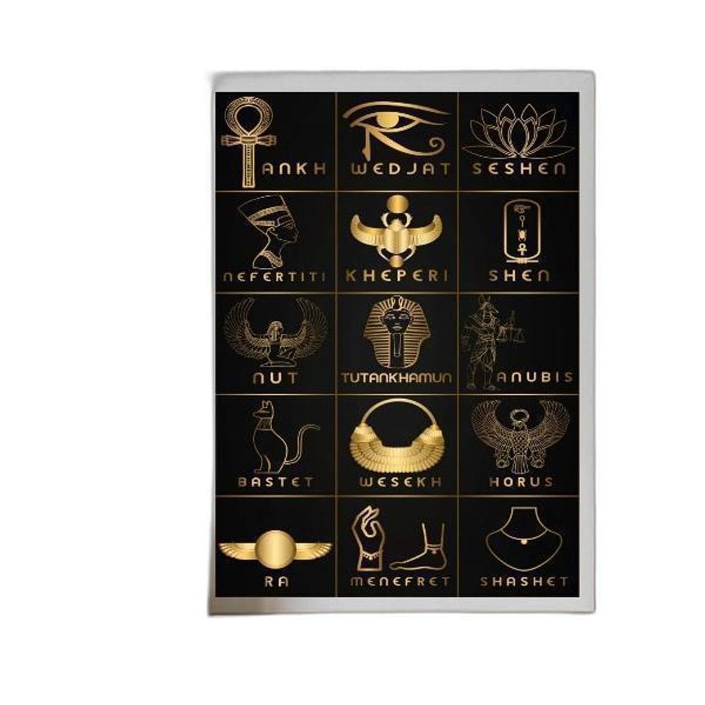 Quadro Decorativo Símbolos Egípcios 45X34CmVidro Branca