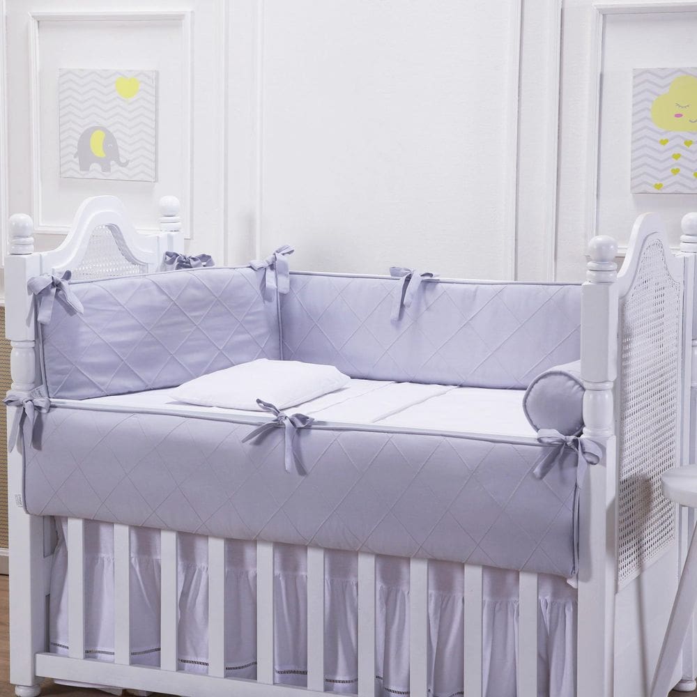 Kit Berço Percal 200 Fios Cinza - 07 Peças