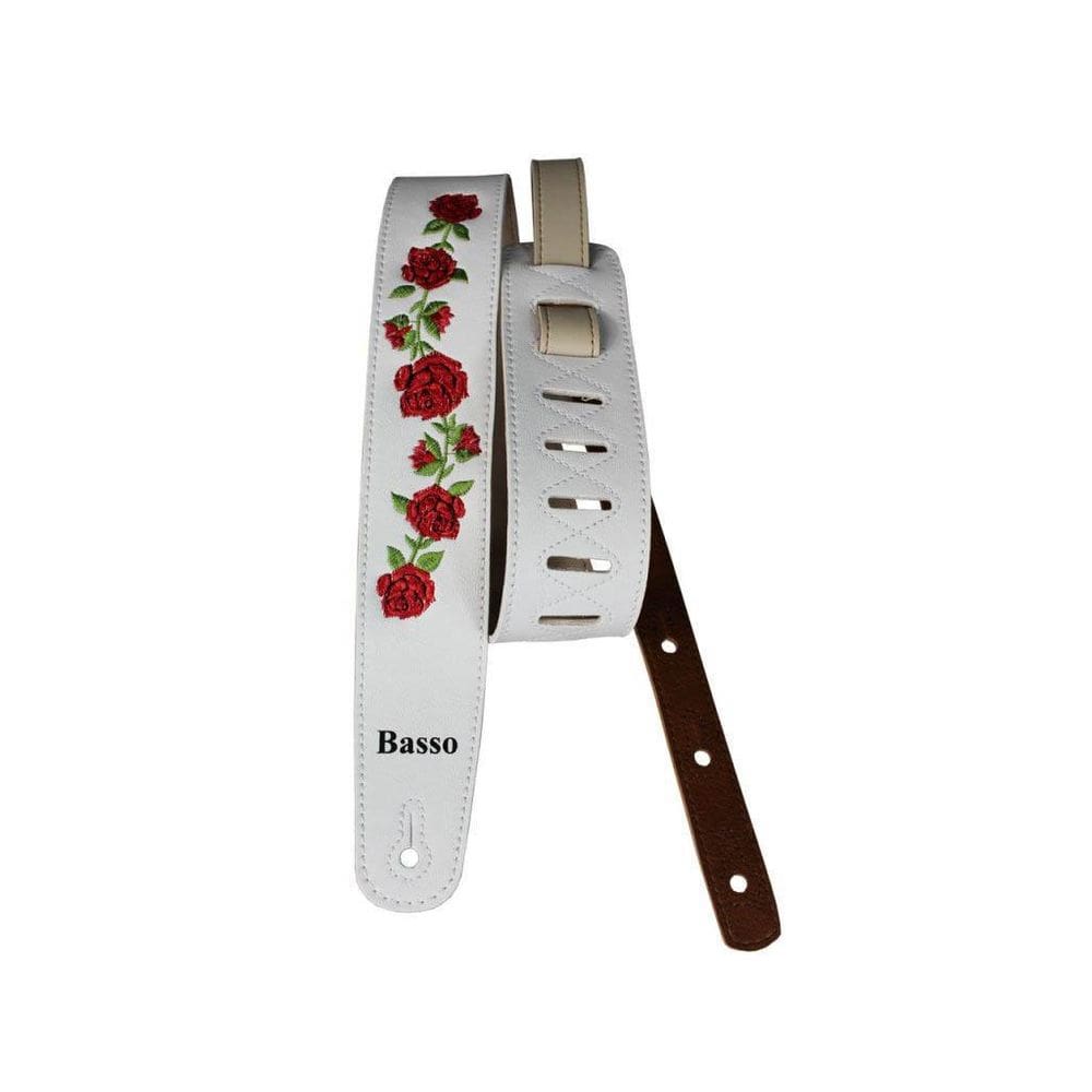 Correia Basso Em Couro Floral Vt Fl 04 Branca - Ac1889