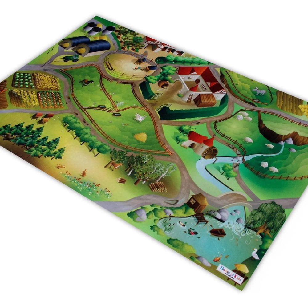 Tapete Pista Para Carrinhos Cidade Fazendinha 140X100Cm