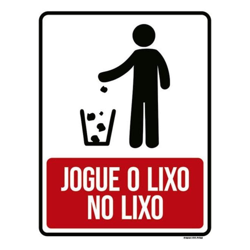 Kit 10 Placas Sinalização - Jogue Lixo No Lixo Desenho