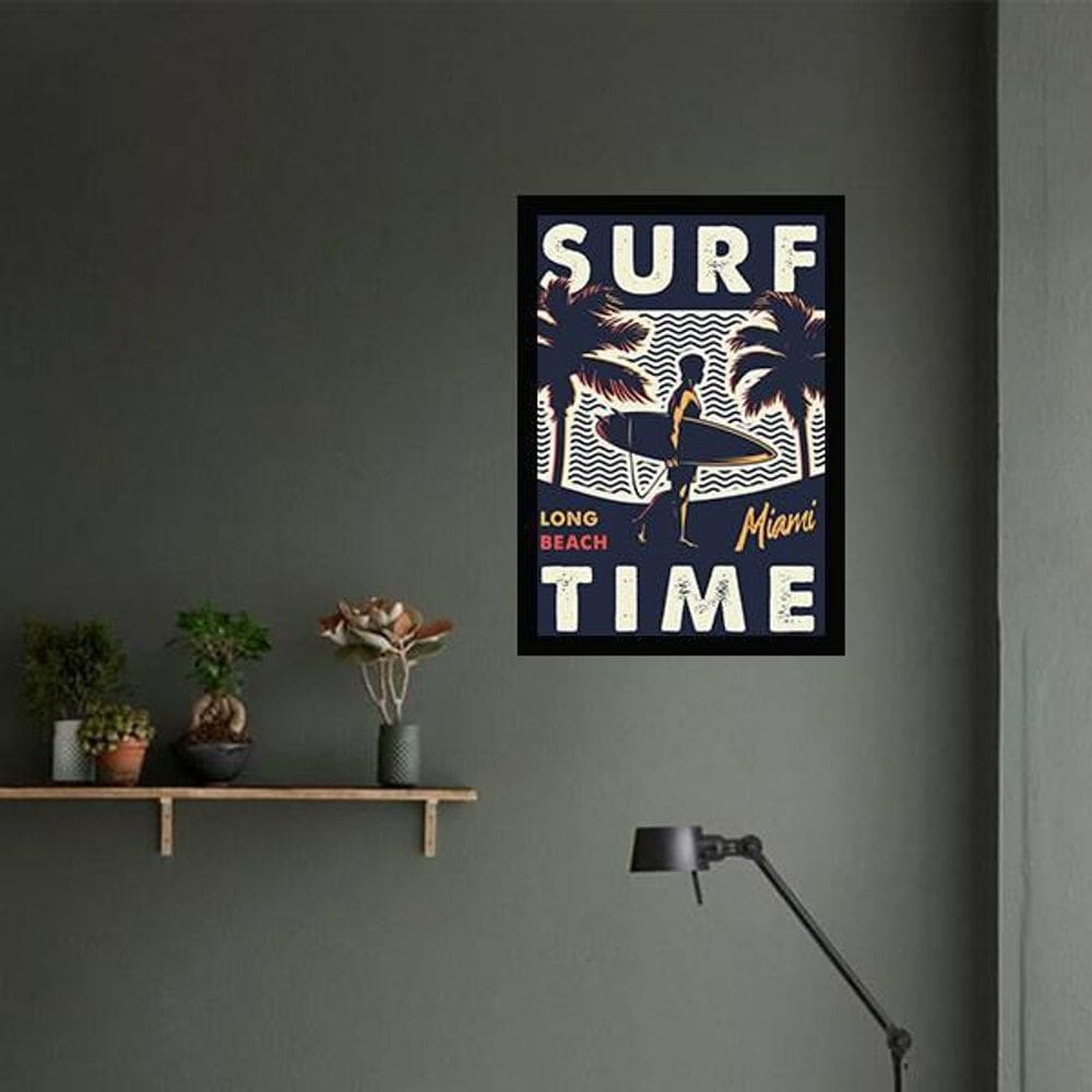 Quadro Decorativo Surf Time 34x23Cm