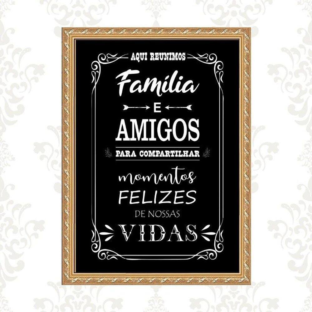 Quadro Moldura Dourada Área Gourmet 45X34Cm