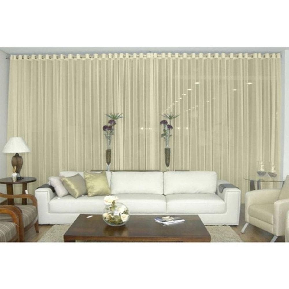Cortina Voil Priori Sala Quarto 4,00X2,80 Ilhós Cromado