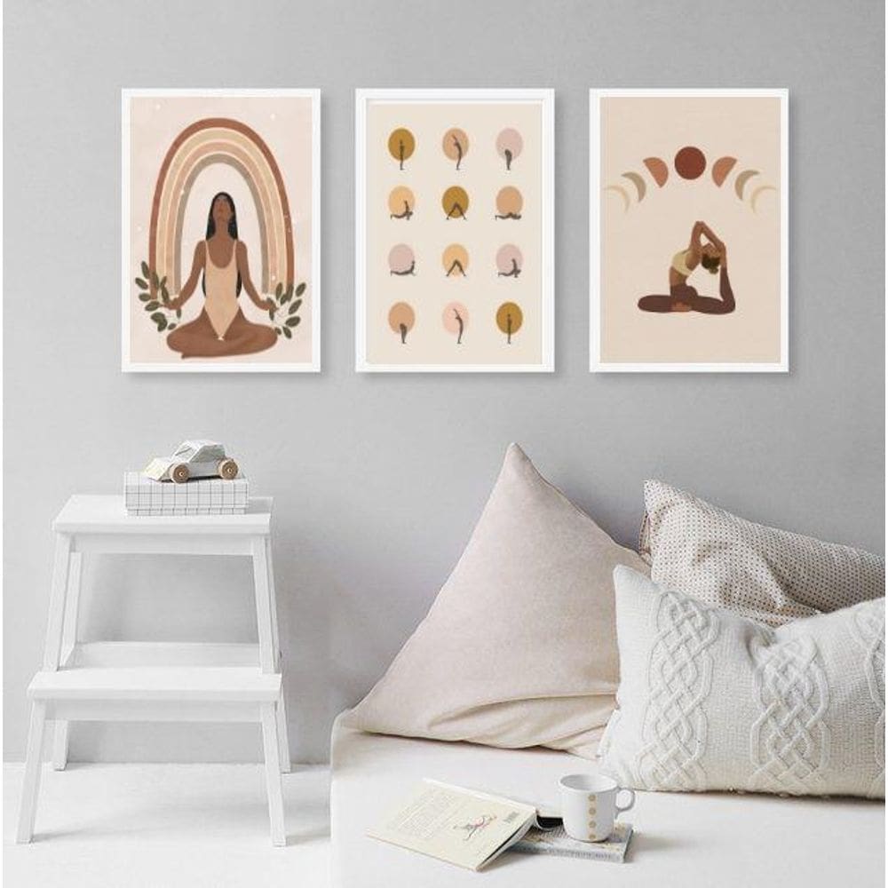 Kit 3 Quadros Decorativos Yoga- Poses 24X18Cm