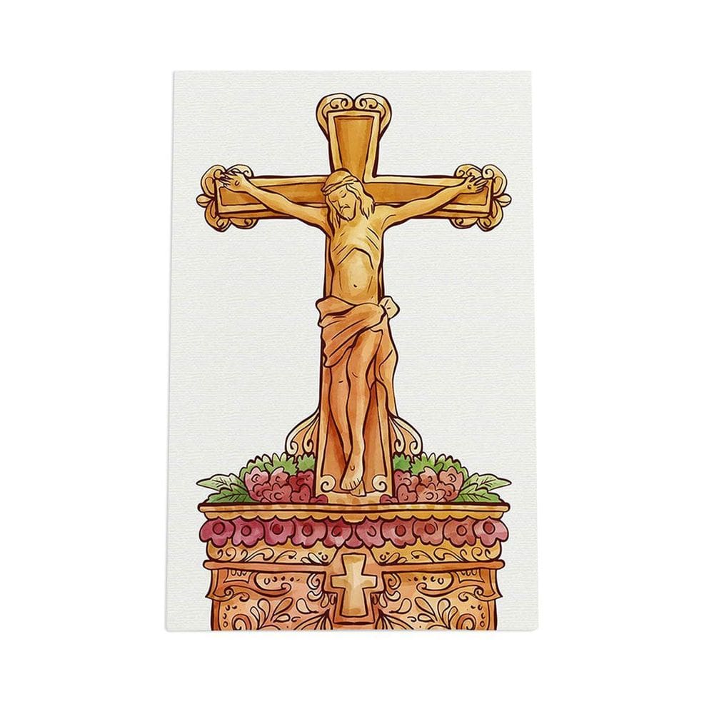 Quadro Desenho Jesus Cristo Crucificado Canvas 60X40Cm