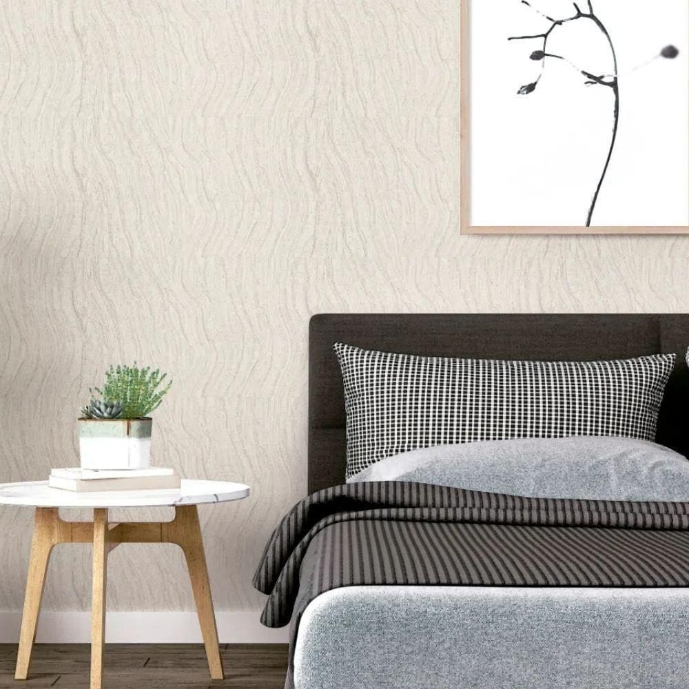 Papel de Parede Madeira Bege e Branco - Col1056