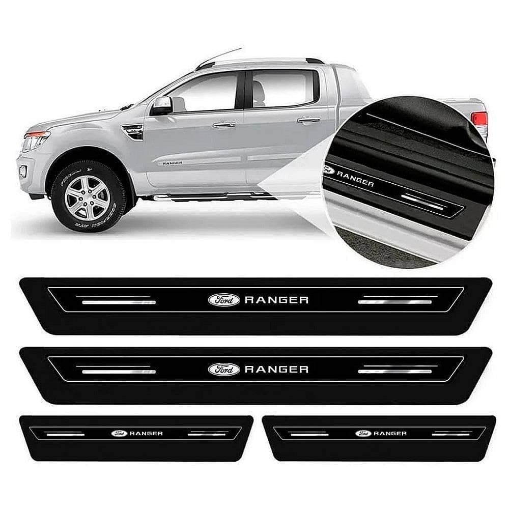 Soleira De Porta Ranger Preto Platinum 8 Peças
